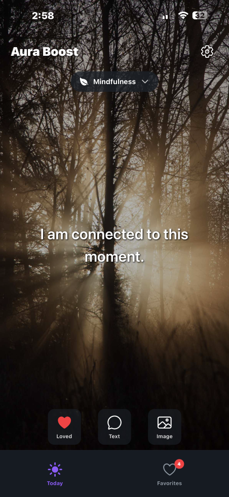 Today screen — daily affirmation